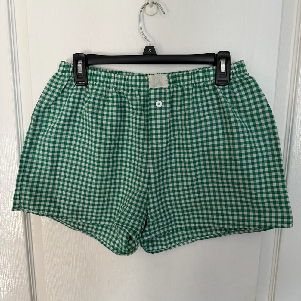 Green Checkered Women's Shorts